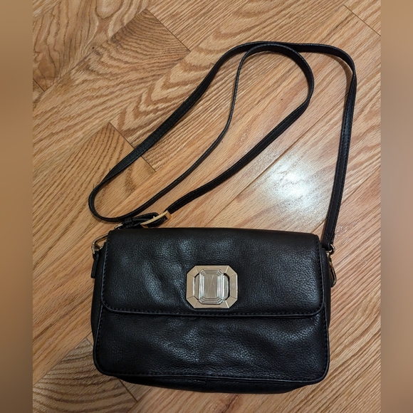 Danier Black Leather Crossbody Bag with Silver Hardware - Picture 1 of 9
